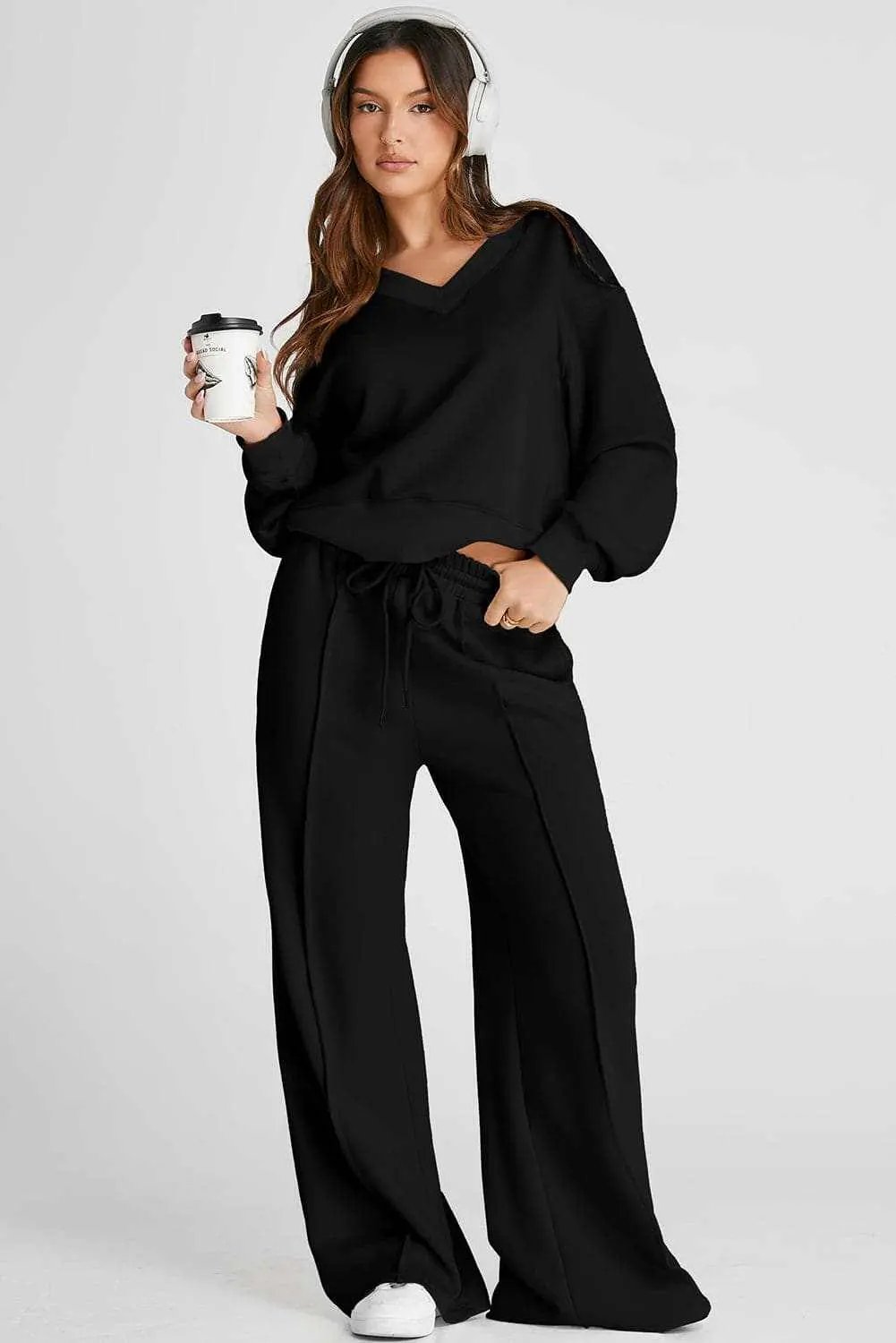 Chic v-neck long sleeve activewear set - Love Salve